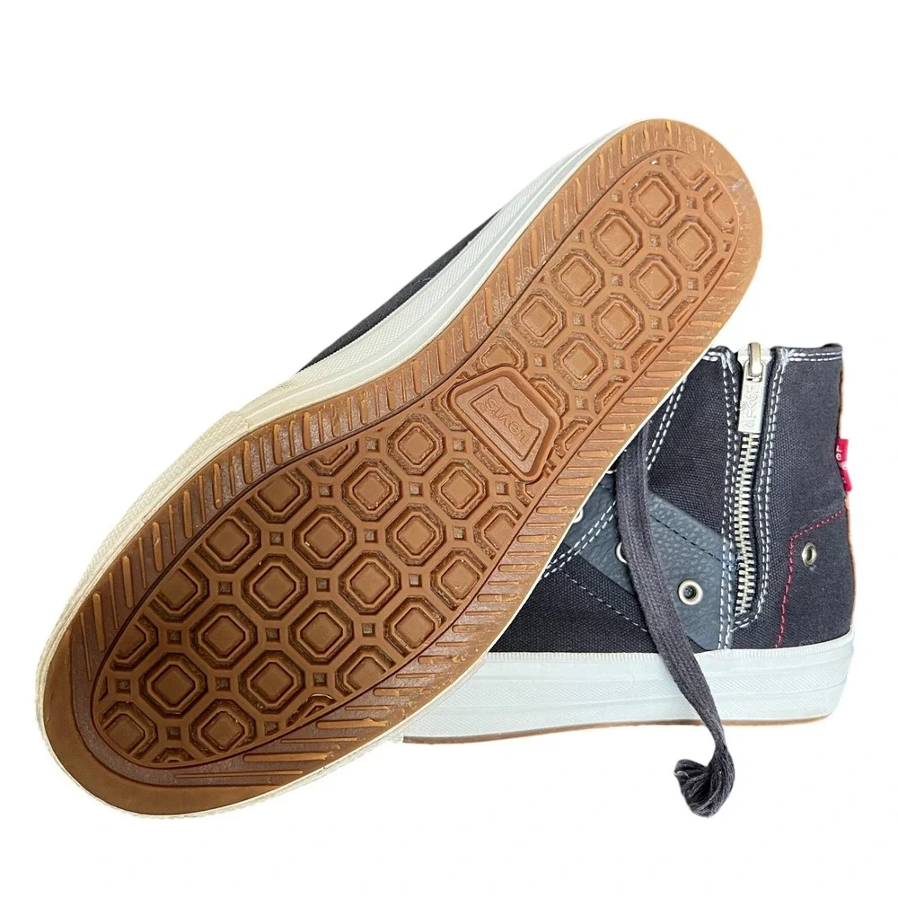 Levi's Hi Top Sneakers Canvas Lace Up Zipper Accent‎ Casual Mens Size 8